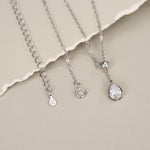 Pear Cut Clear CZ Lariat Necklace