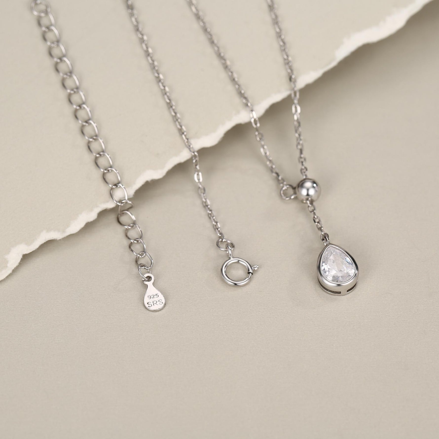 Pear Cut Clear CZ Lariat Necklace