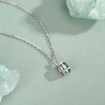 Sterling Silver Tiny Moss Agate Oval Necklace