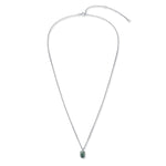 Sterling Silver Tiny Moss Agate Oval Necklace