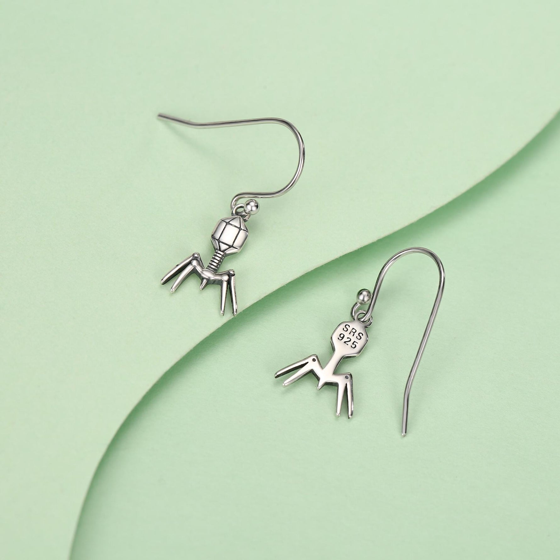 Sterling Silver Bacteriophage Drop Earrings