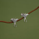 Sterling Silver Moth 16G Internally Threaded Flat Back Earrings