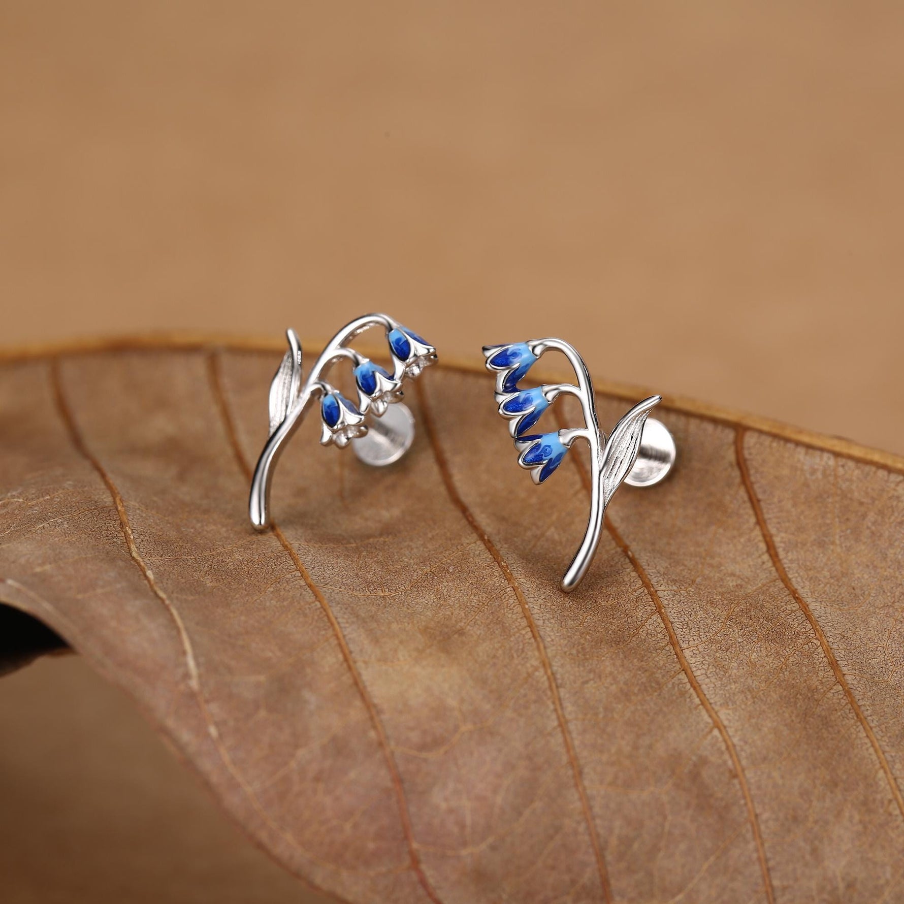 Sterling Silver Bluebell 16G Internally Threaded Flat Back Earrings
