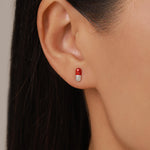 Sterling Silver Red Pill Mismatched Stud Earrings