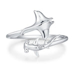 Sterling Silver Manta Ray and Hammerhead Shark Open Ring