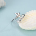 Sterling Silver Manta Ray and Hammerhead Shark Open Ring
