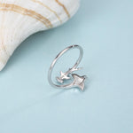 Sterling Silver Manta Ray and Hammerhead Shark Open Ring