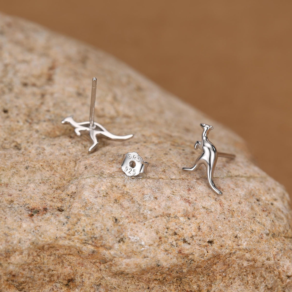 Sterling Silver Kangaroo Stud Earrings, Cute and Quirky Jewellery, Nature, Animal Earrings