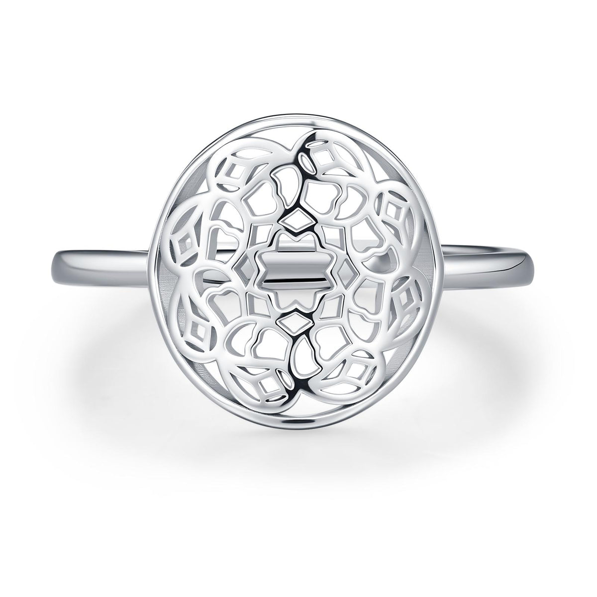 Sterling Silver Mandala Cut Out Open Ring