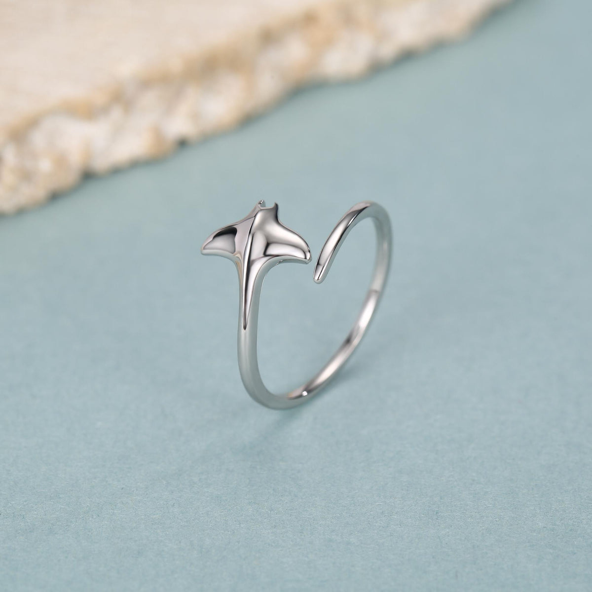 Sterling Silver Manta Ray Open Ring