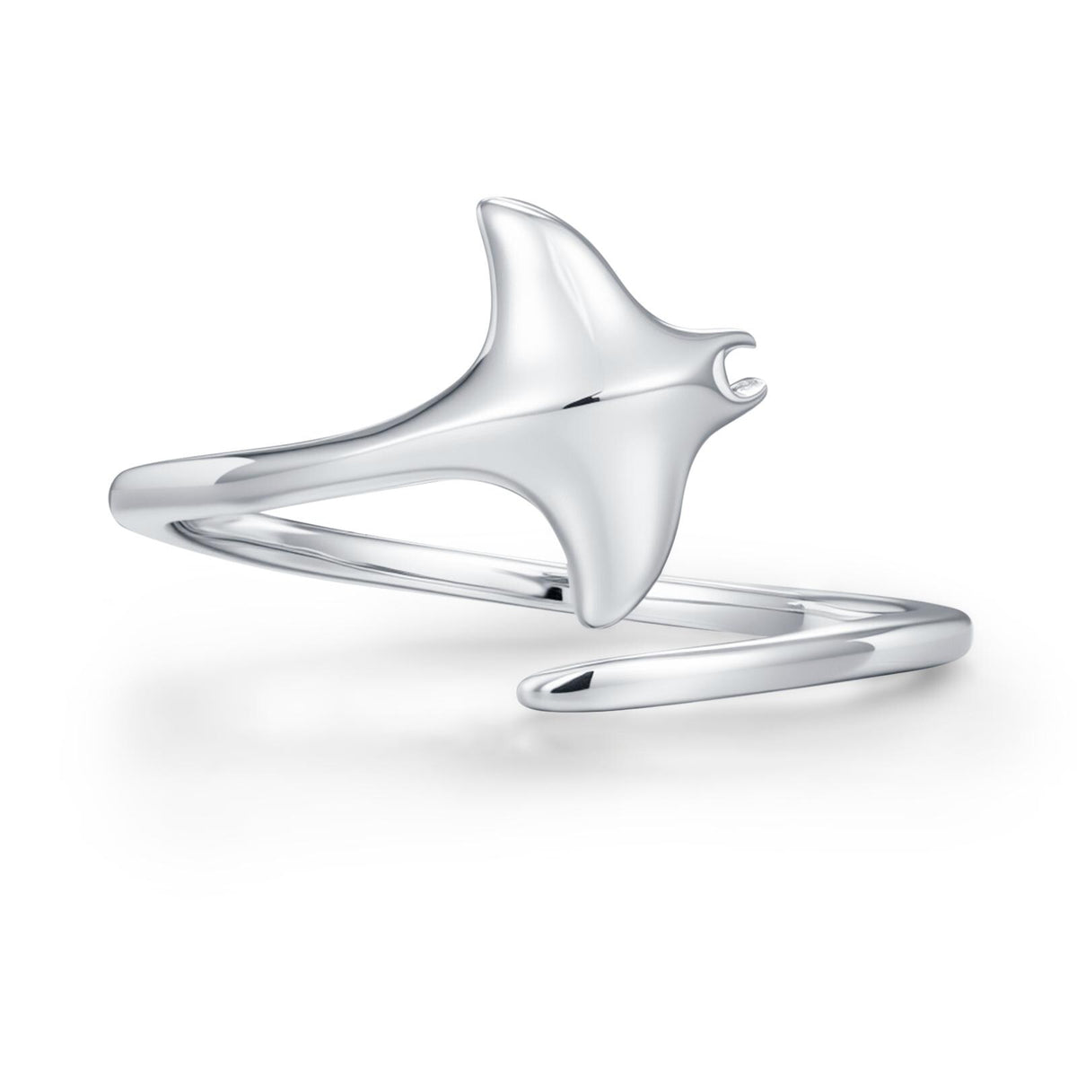 Sterling Silver Manta Ray Open Ring