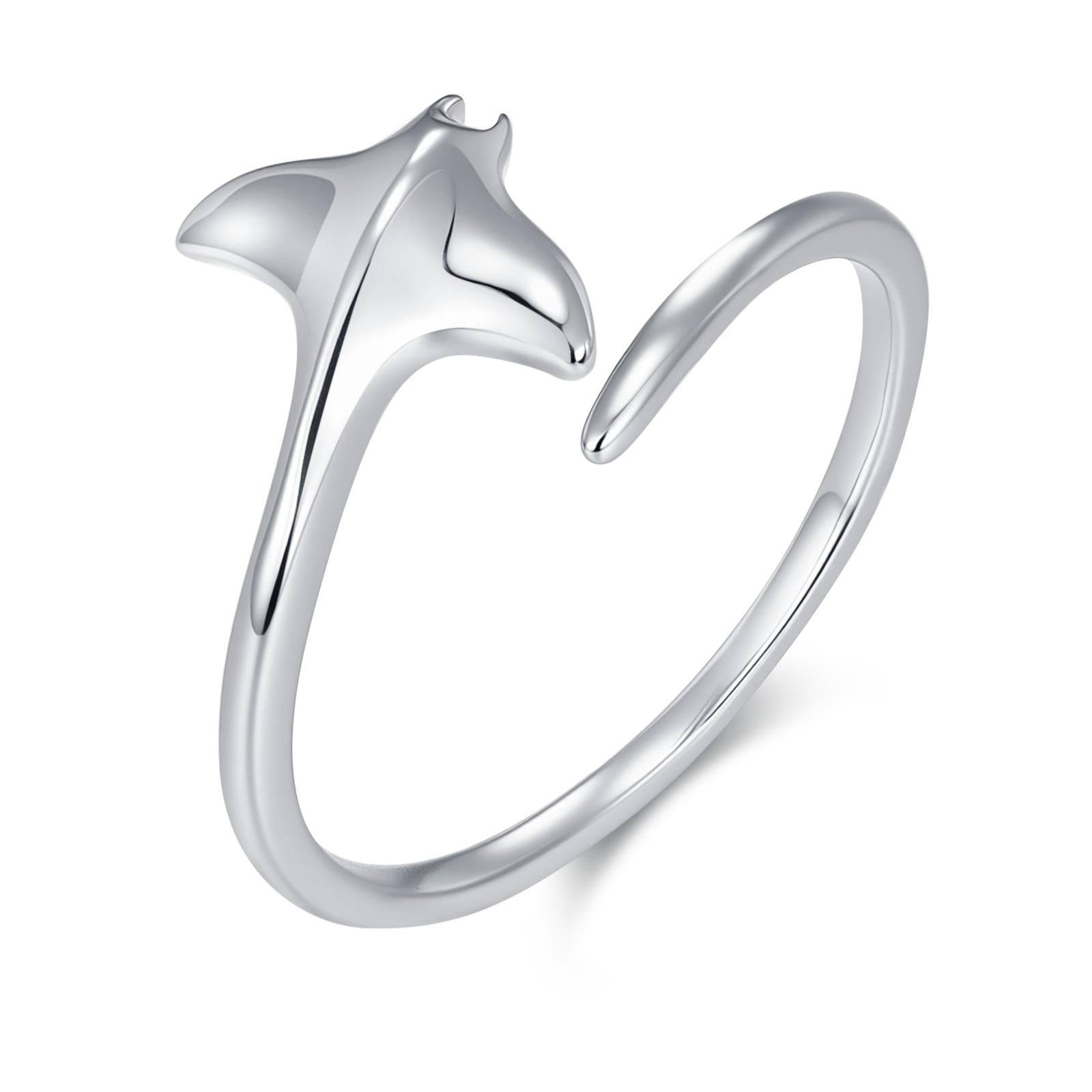 Sterling Silver Manta Ray Open Ring