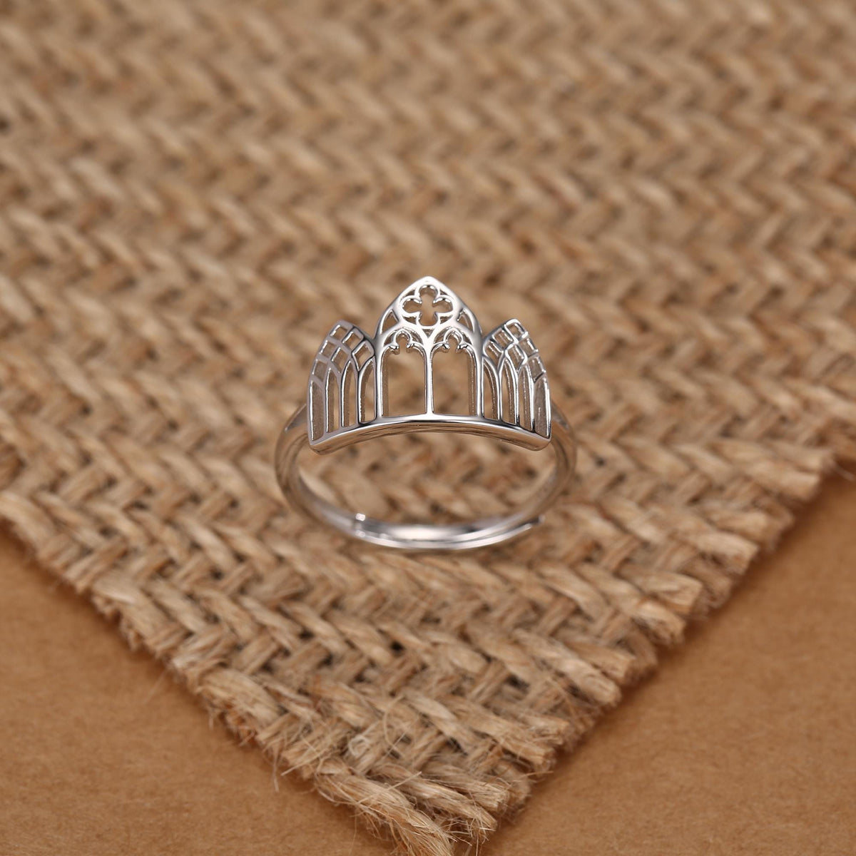 Sterling Silver Gothic Cathedral Window Open Ring
