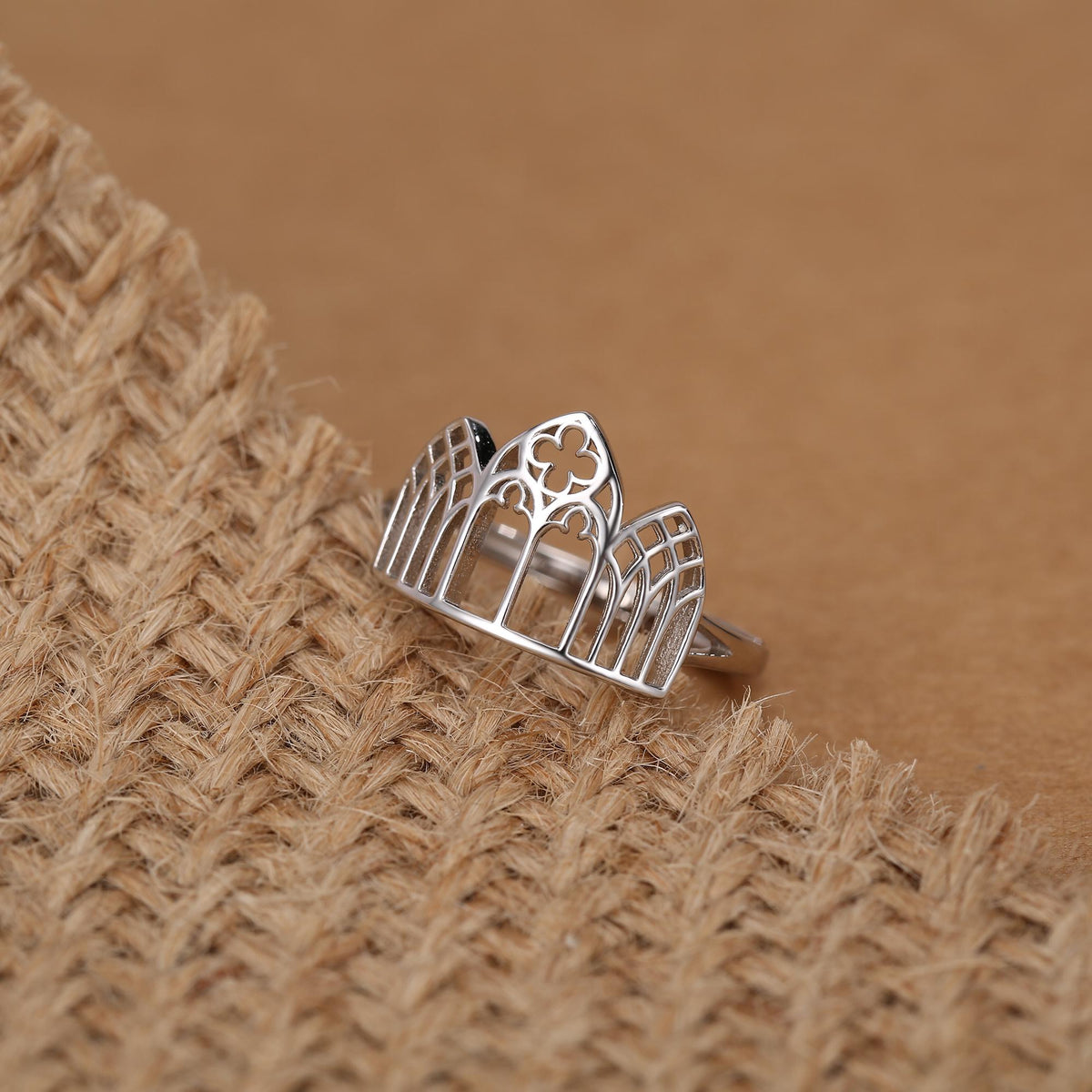 Sterling Silver Gothic Cathedral Window Open Ring