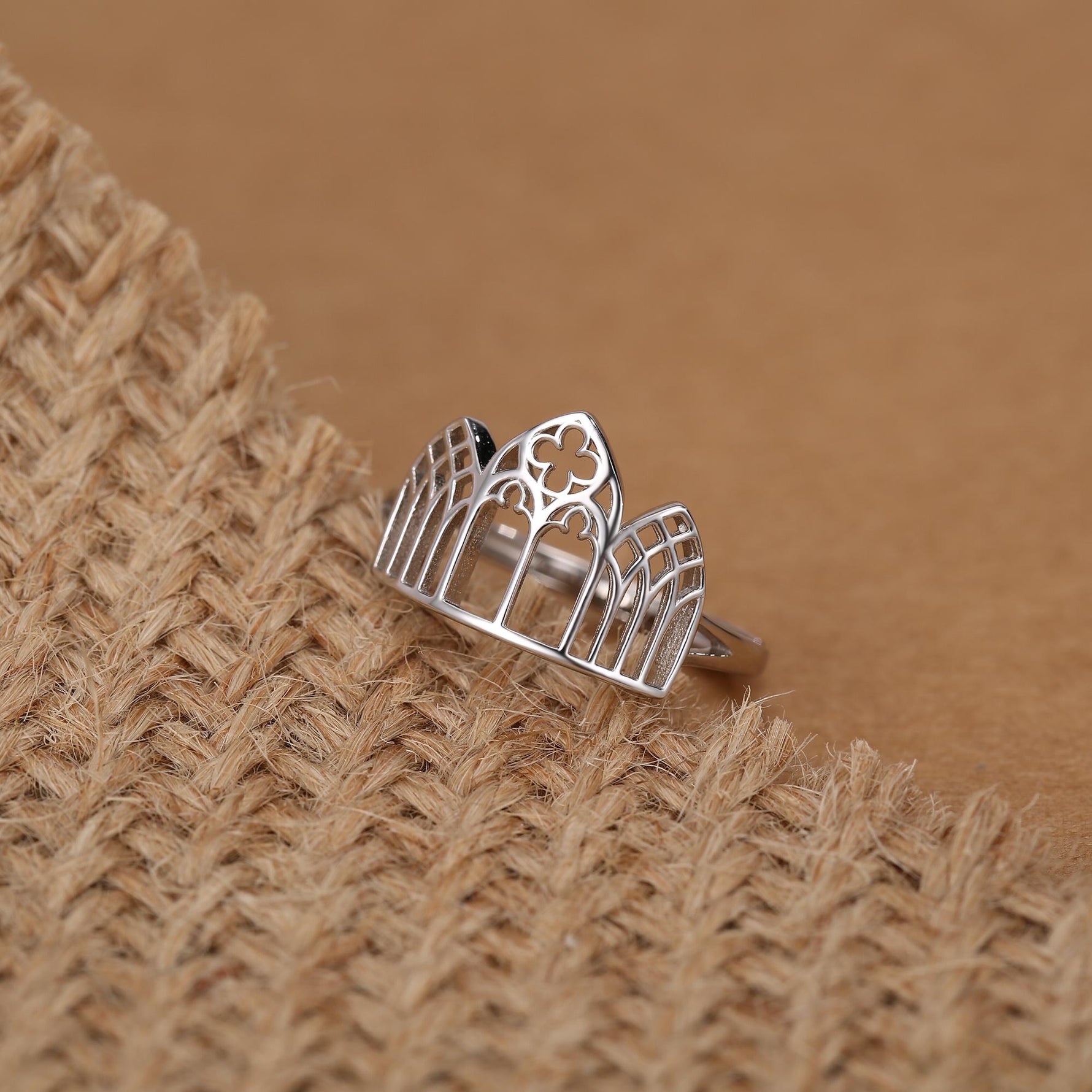 Sterling Silver Gothic Cathedral Window Open Ring