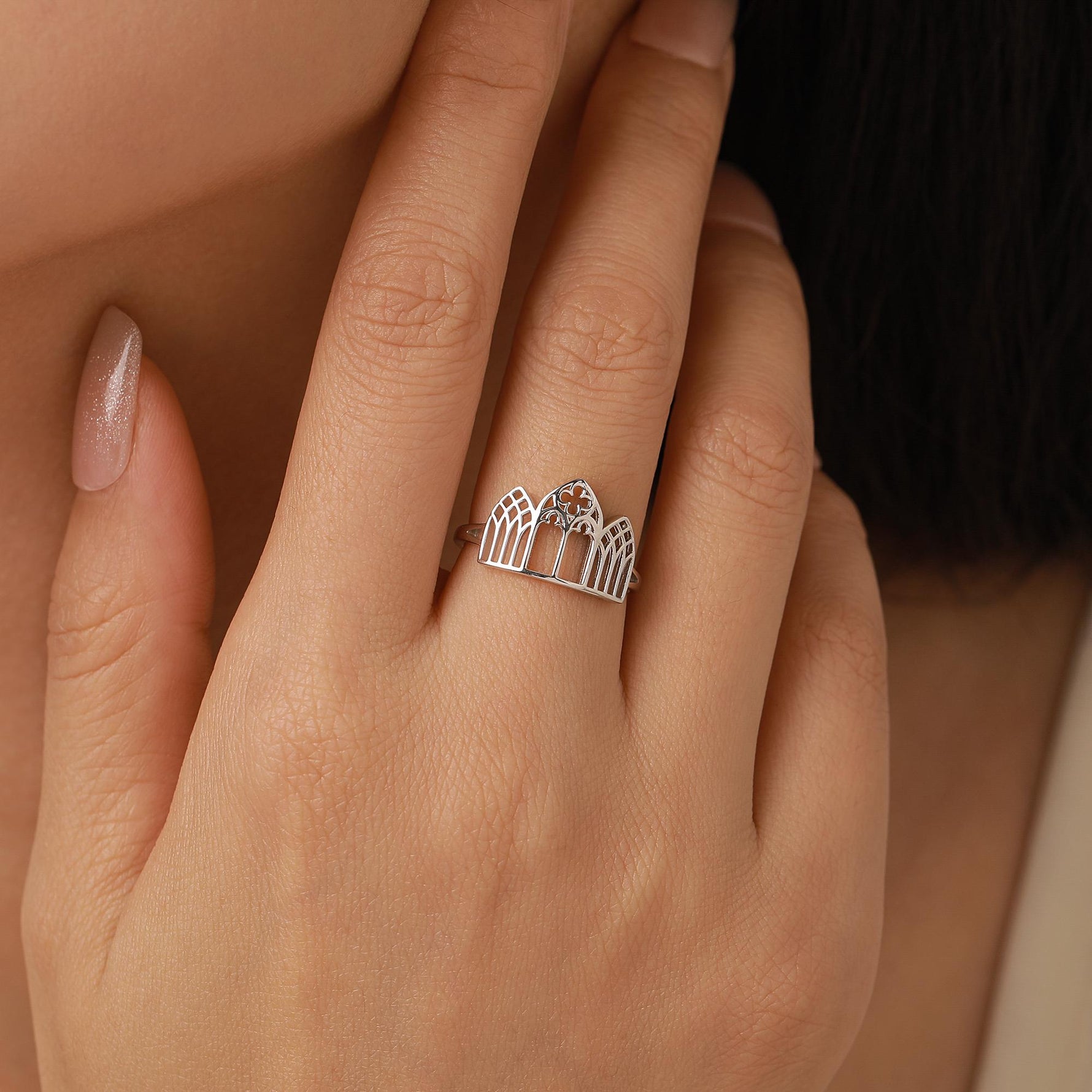 Sterling Silver Gothic Cathedral Window Open Ring