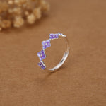 Sterling Silver Purple Hydrangea Open Ring