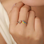 Sterling Silver Robin and Blue Tit Open Ring
