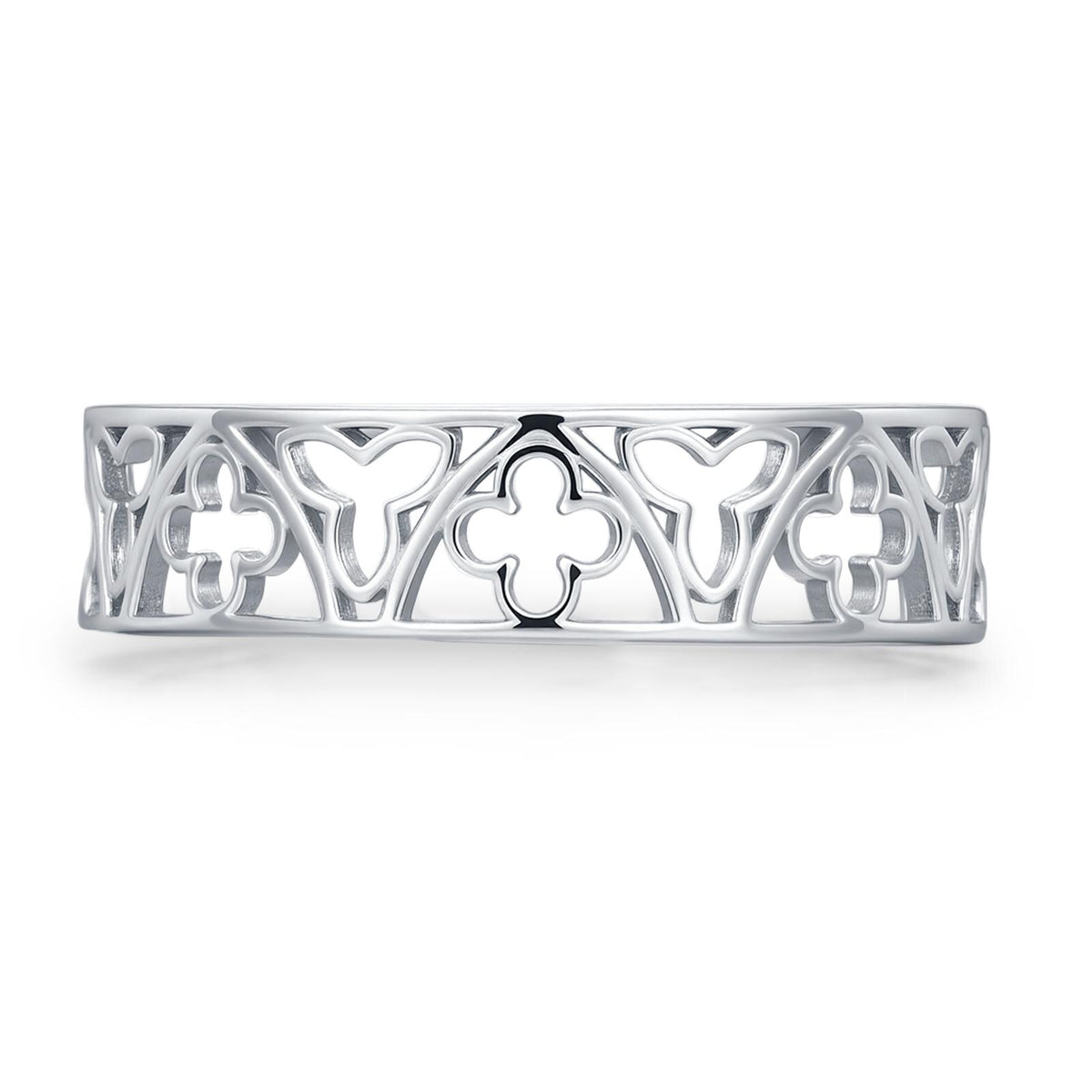 Sterling Silver Gothic Trefoil Cut Out Ring