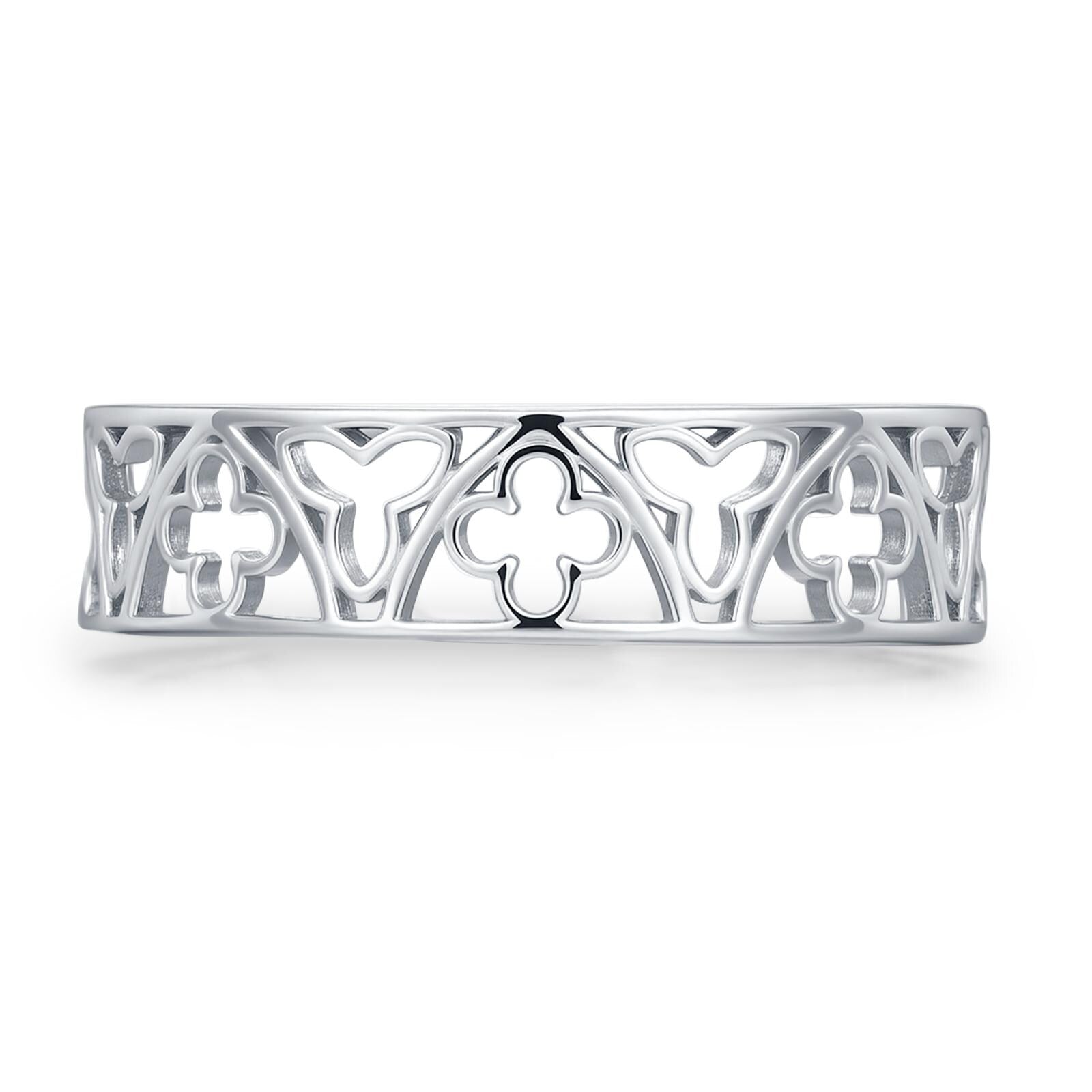 Sterling Silver Gothic Trefoil Cut Out Ring