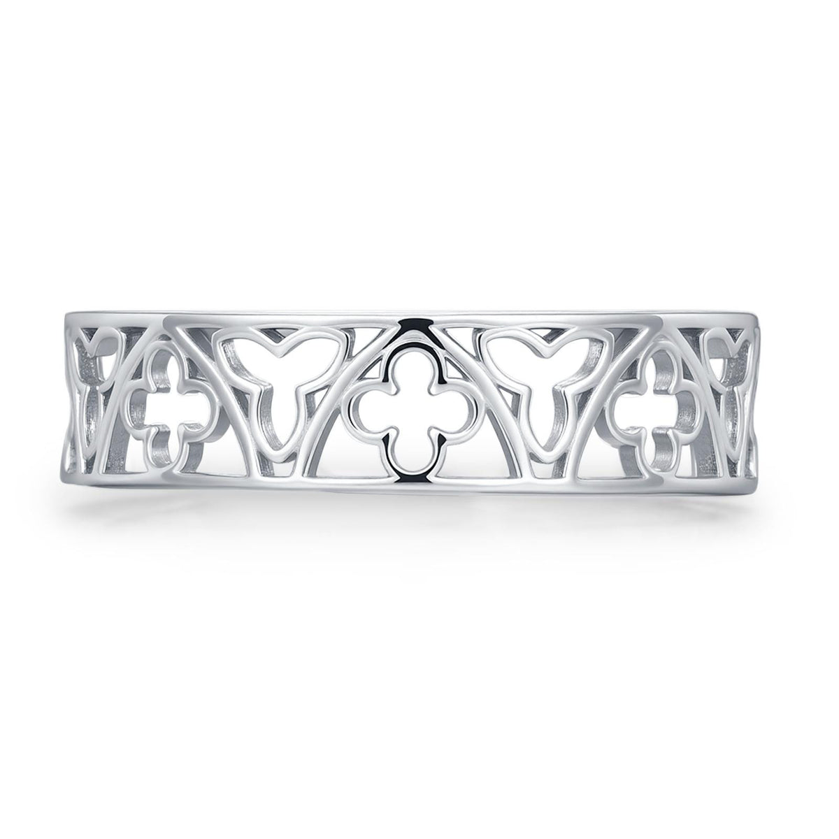 Sterling Silver Gothic Trefoil Cut Out Ring