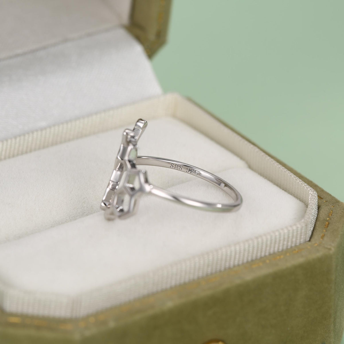 Sterling Silver Serotonin and Dopamine Molecule Open Ring