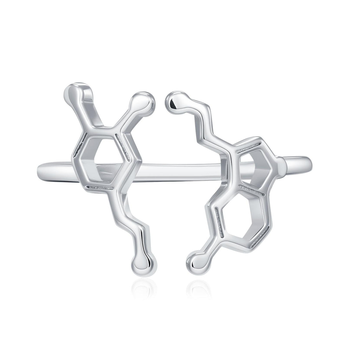 Sterling Silver Serotonin and Dopamine Molecule Open Ring
