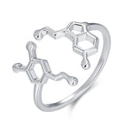 Sterling Silver Serotonin and Dopamine Molecule Open Ring