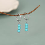 Sterling Silver Turquoise Bead Huggie Hoop Earrings