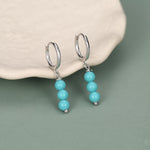 Sterling Silver Turquoise Bead Huggie Hoop Earrings