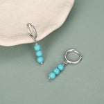 Sterling Silver Turquoise Bead Huggie Hoop Earrings