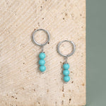 Sterling Silver Turquoise Bead Huggie Hoop Earrings