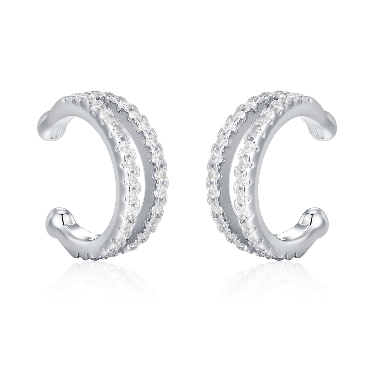 Sterling Silver Double Row CZ Ear Cuff