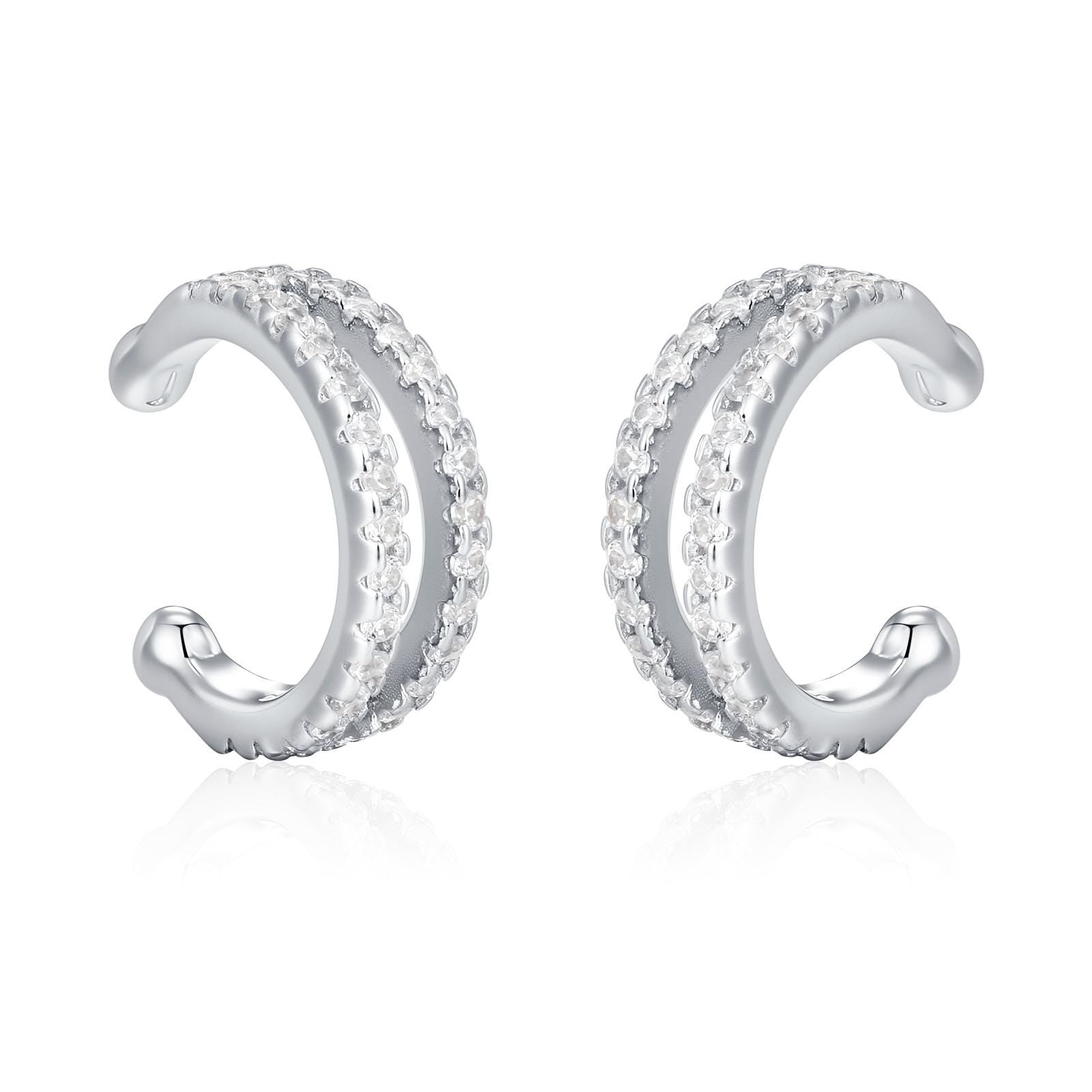 Sterling Silver Double Row CZ Ear Cuff