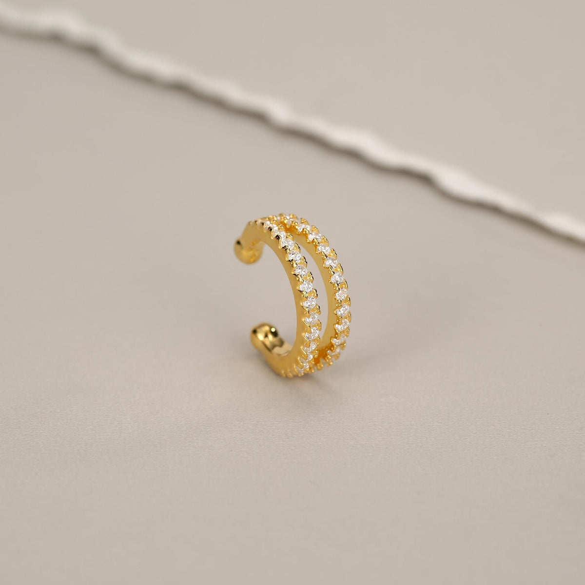 Sterling Silver Double Row CZ Ear Cuff