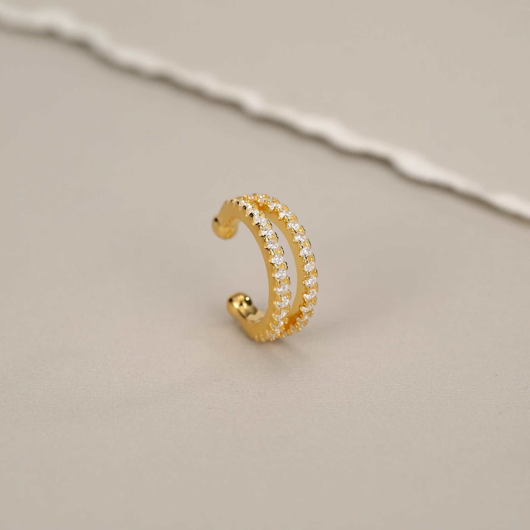 Sterling Silver Double Row CZ Ear Cuff