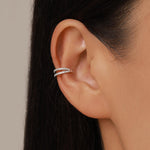 Sterling Silver Double Row CZ Ear Cuff