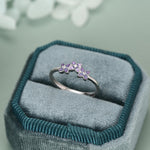 Sterling Silver Enamel Hydrangea and CZ Ring
