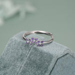 Sterling Silver Enamel Hydrangea and CZ Ring