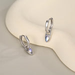 Sterling Silver Moonstone Teardrop Huggie Hoop Earrings
