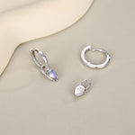 Sterling Silver Moonstone Teardrop Huggie Hoop Earrings