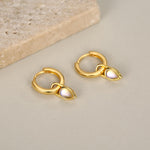 Sterling Silver Moonstone Teardrop Huggie Hoop Earrings