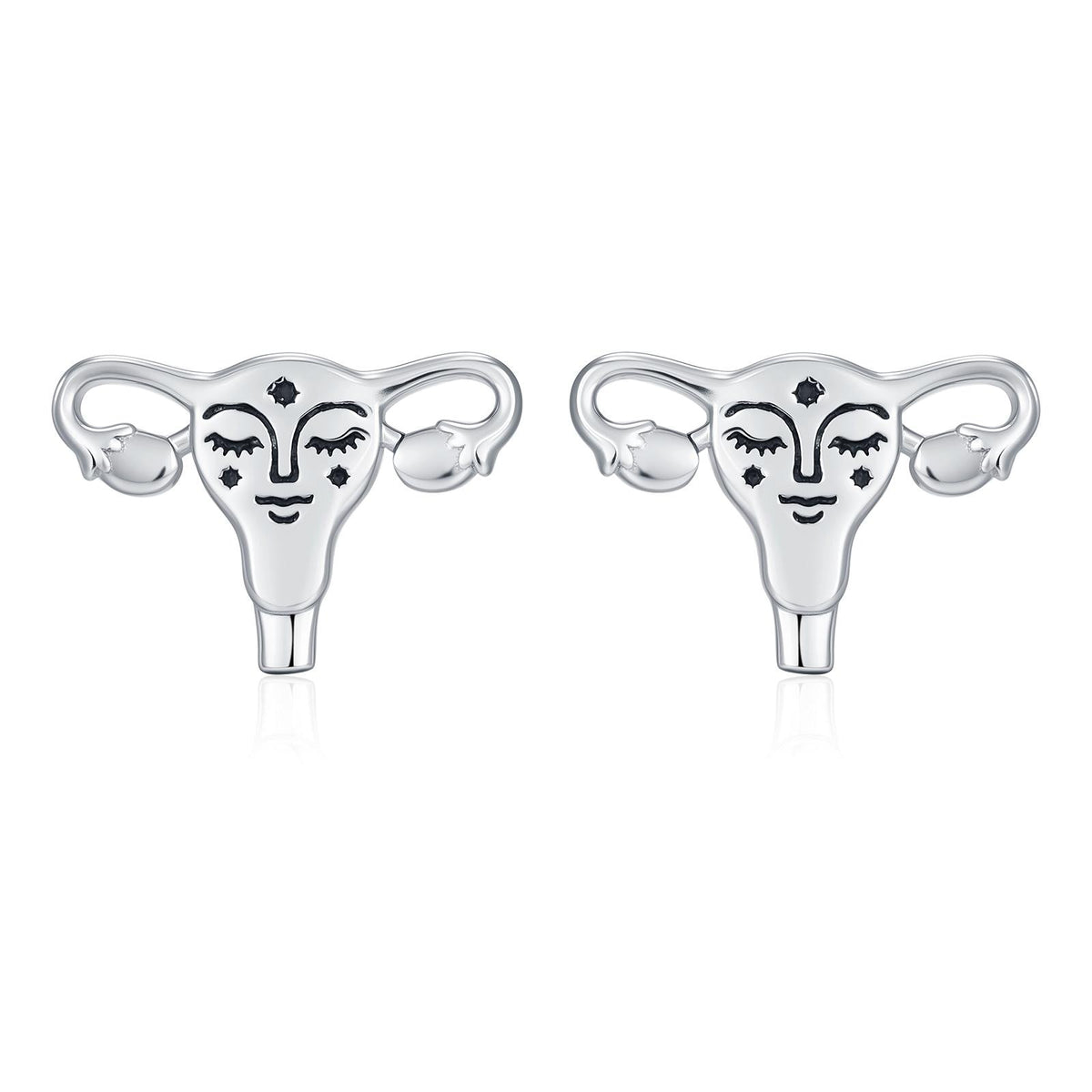 Sterling Silver Uterus Stud Earrings