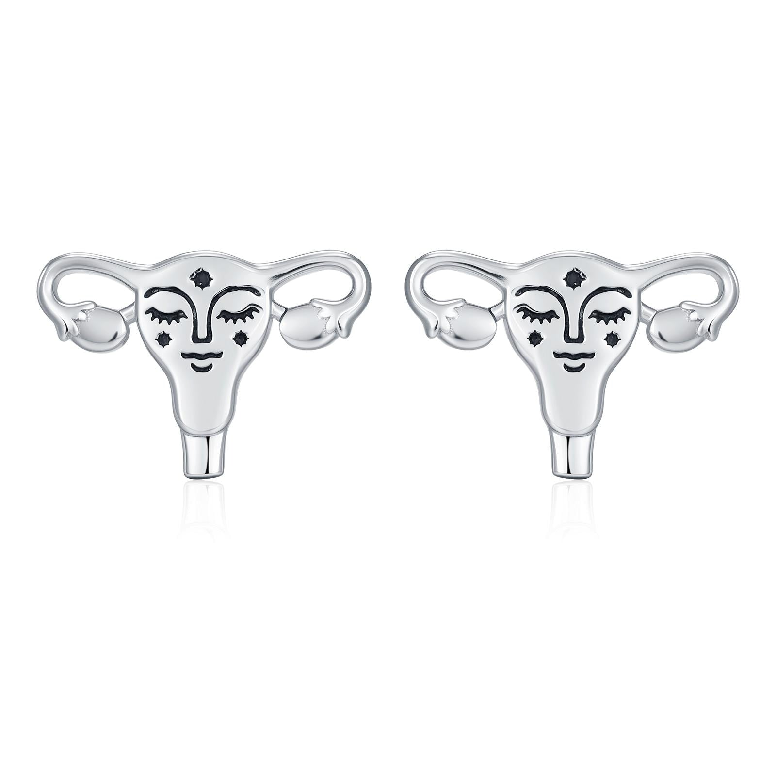 Sterling Silver Uterus Stud Earrings