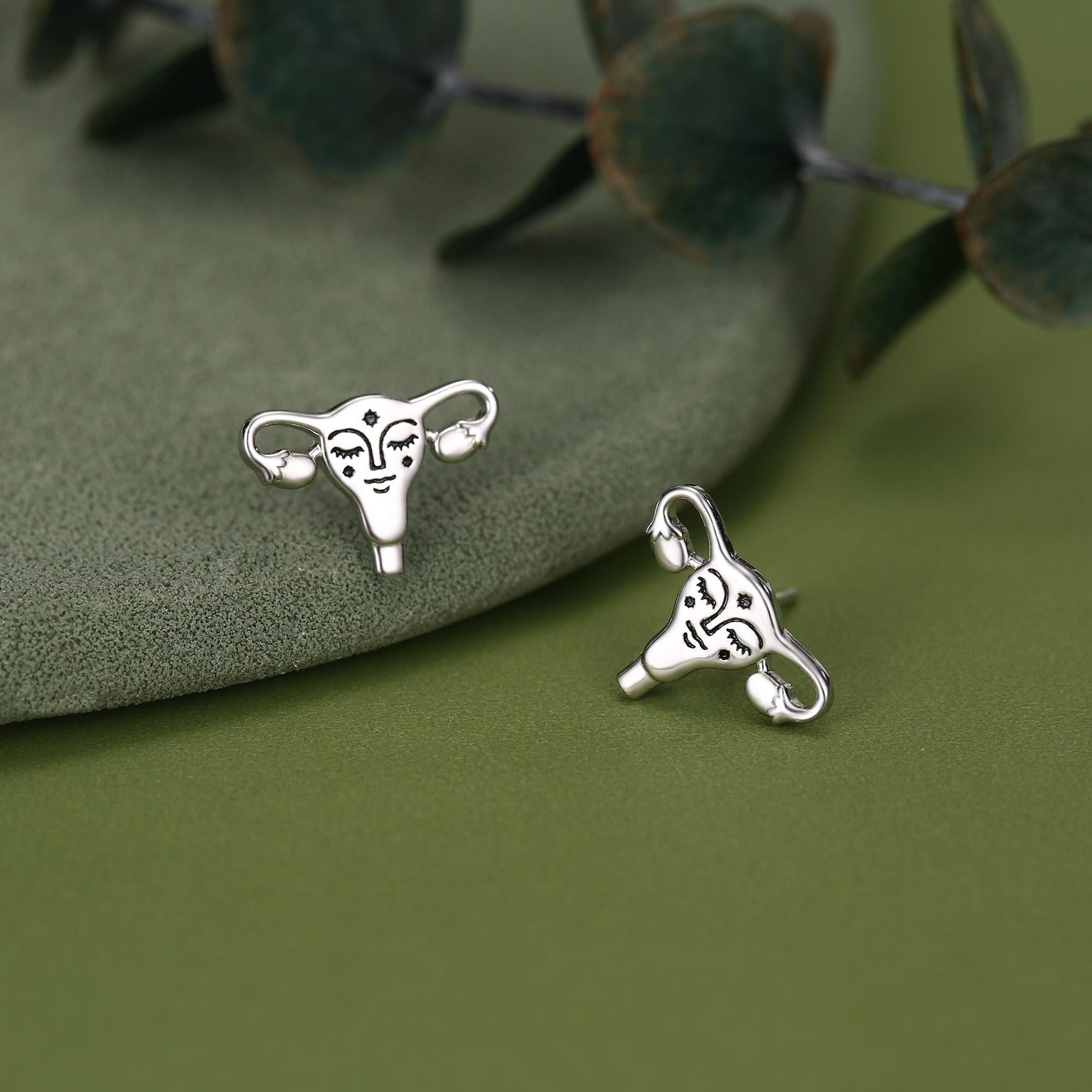 Sterling Silver Uterus Stud Earrings