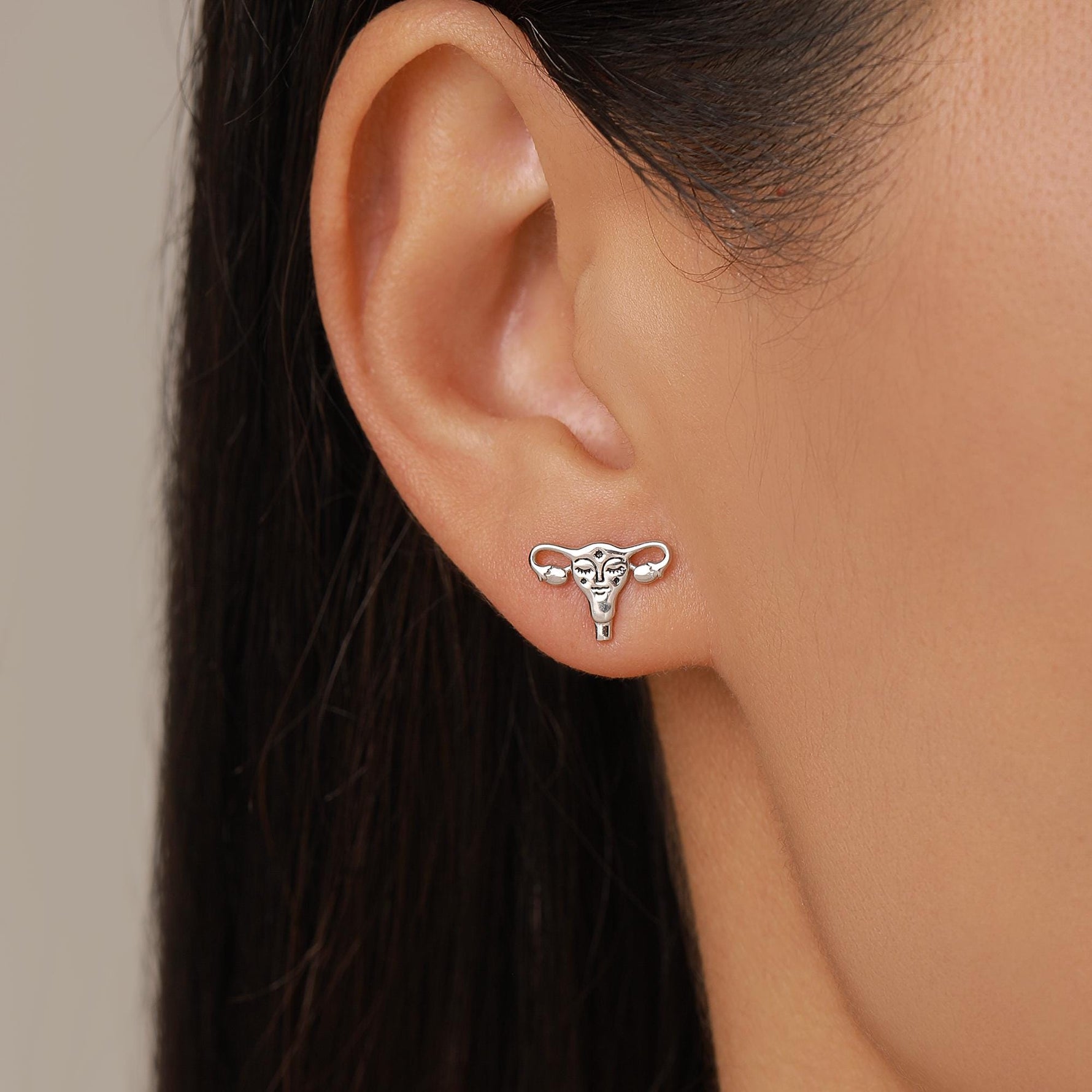 Sterling Silver Uterus Stud Earrings