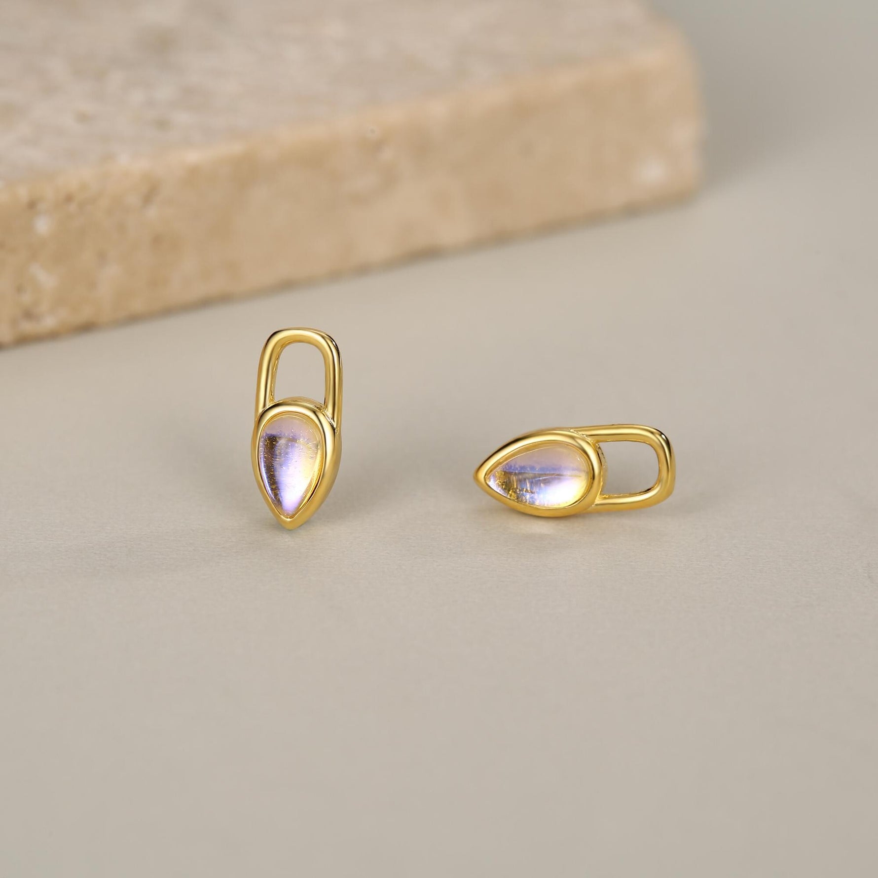 Sterling Silver Moonstone Teardrop Earring Charms for Hoop Earrings