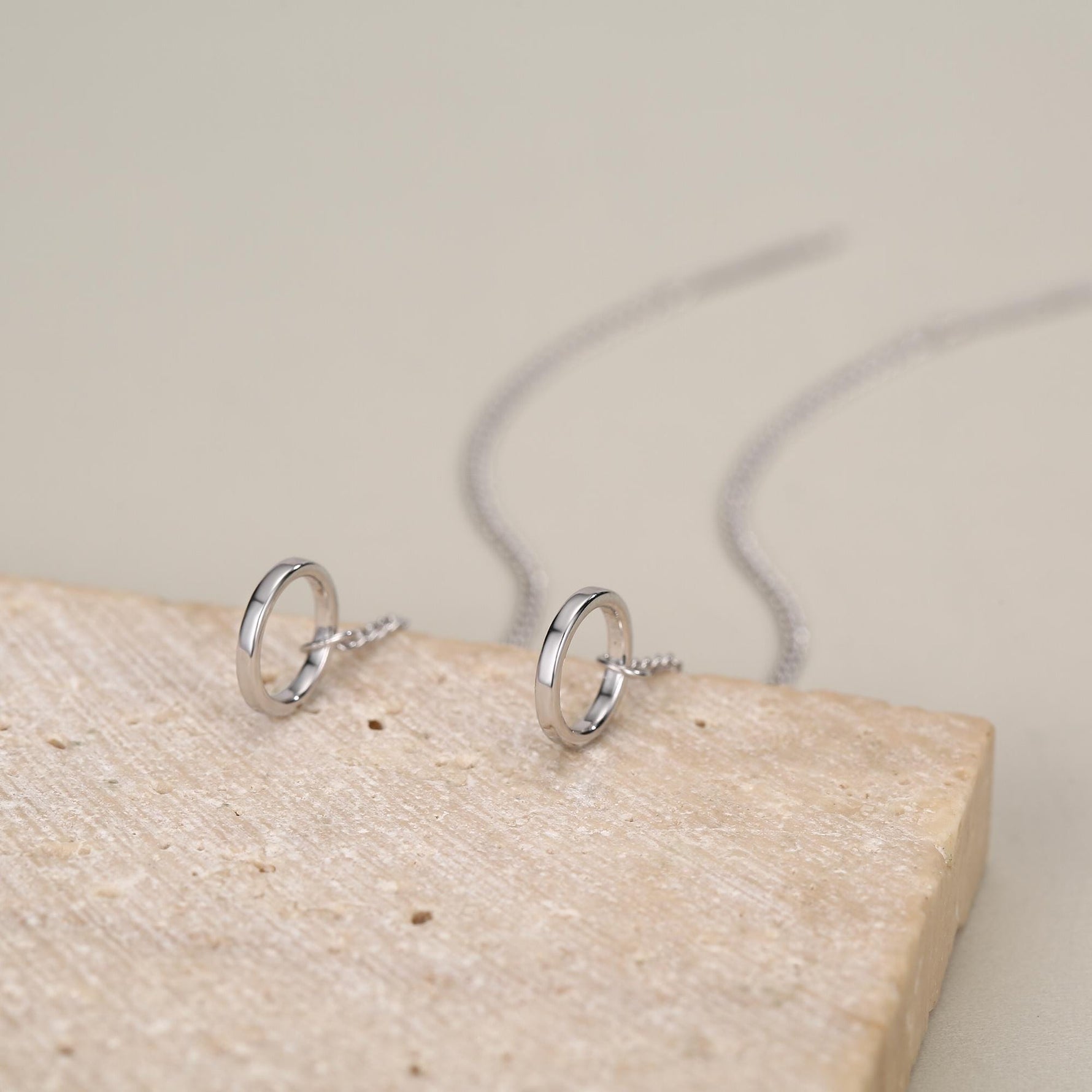 Sterling Silver Circle Threader Earrings