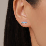 Sterling Silver Blue Enamel Sardine Stud Earrings
