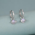 Sterling Silver Planet Charm Huggie Hoop Earrings